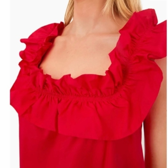 Chic Red Ruffle Mini Dress - Picture 4 of 8